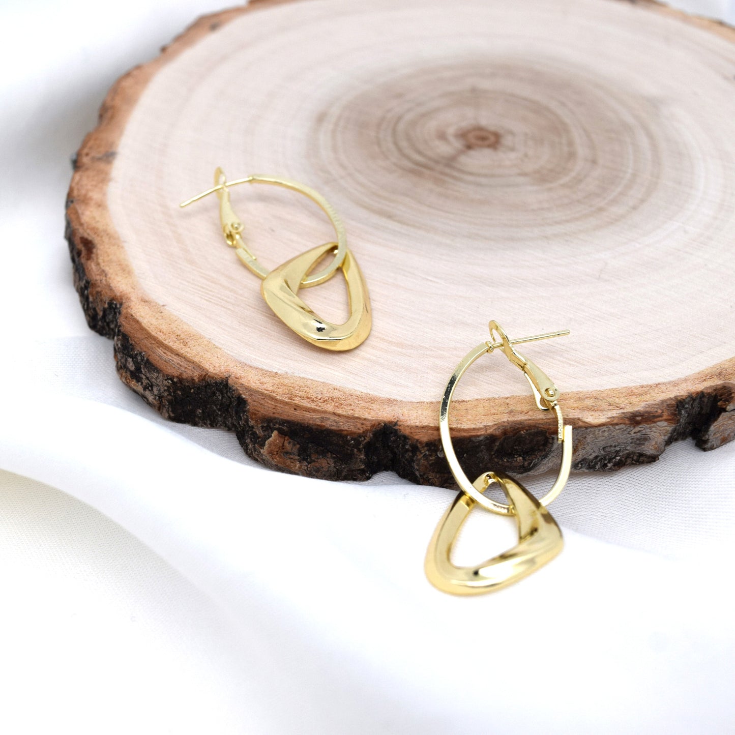 925 Sterling Silver Post Gold Plated Geometric Drop Dangle Earrings