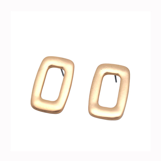 925 Sterling Silver Post Geometric Matte Gold Plated Earrings