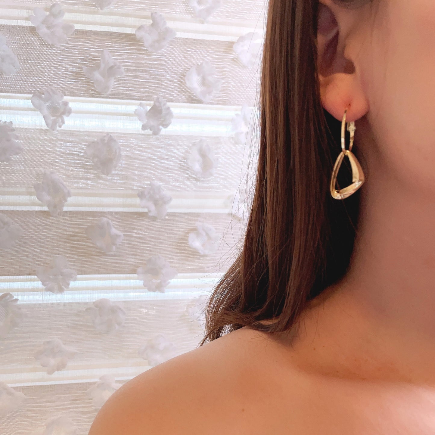 925 Sterling Silver Post Gold Plated Geometric Drop Dangle Earrings