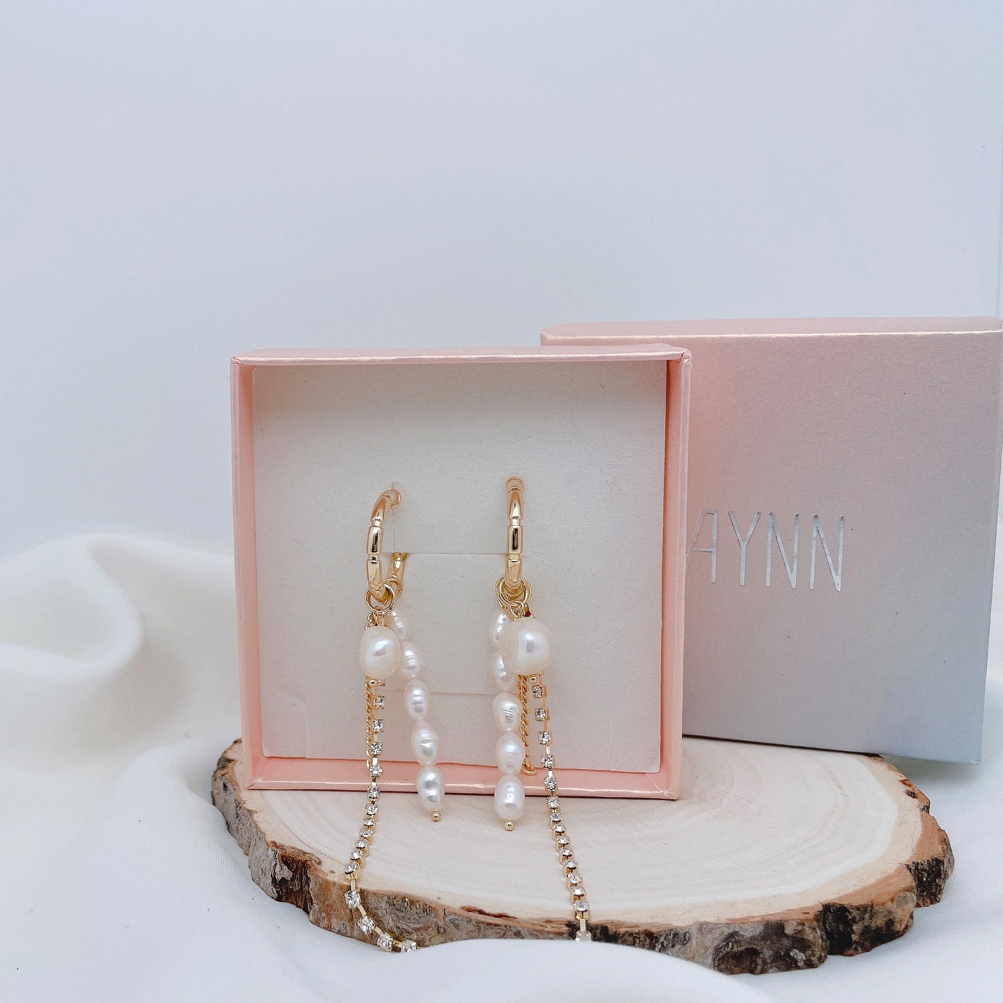 925 Sterling Silver Post Baroque Pearls Rhinestone Tassel Earrings