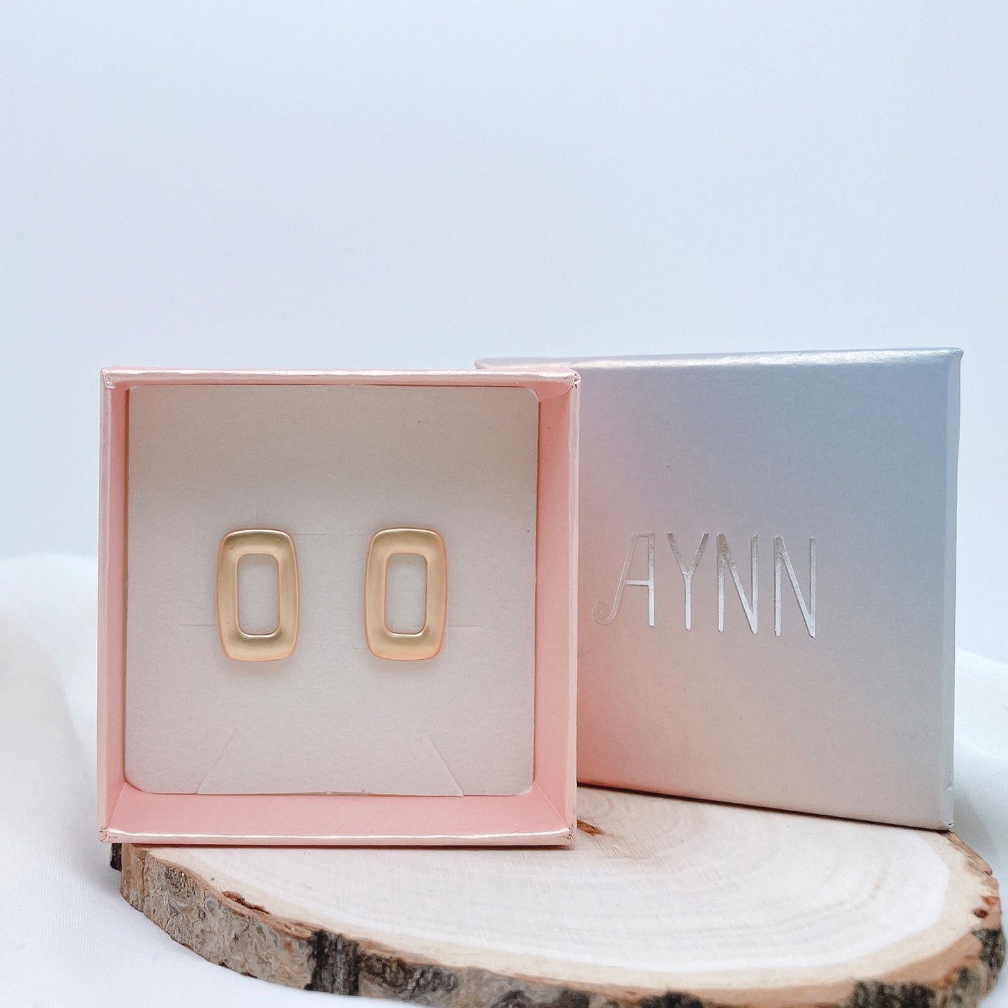 925 Sterling Silver Post Geometric Matte Gold Plated Earrings