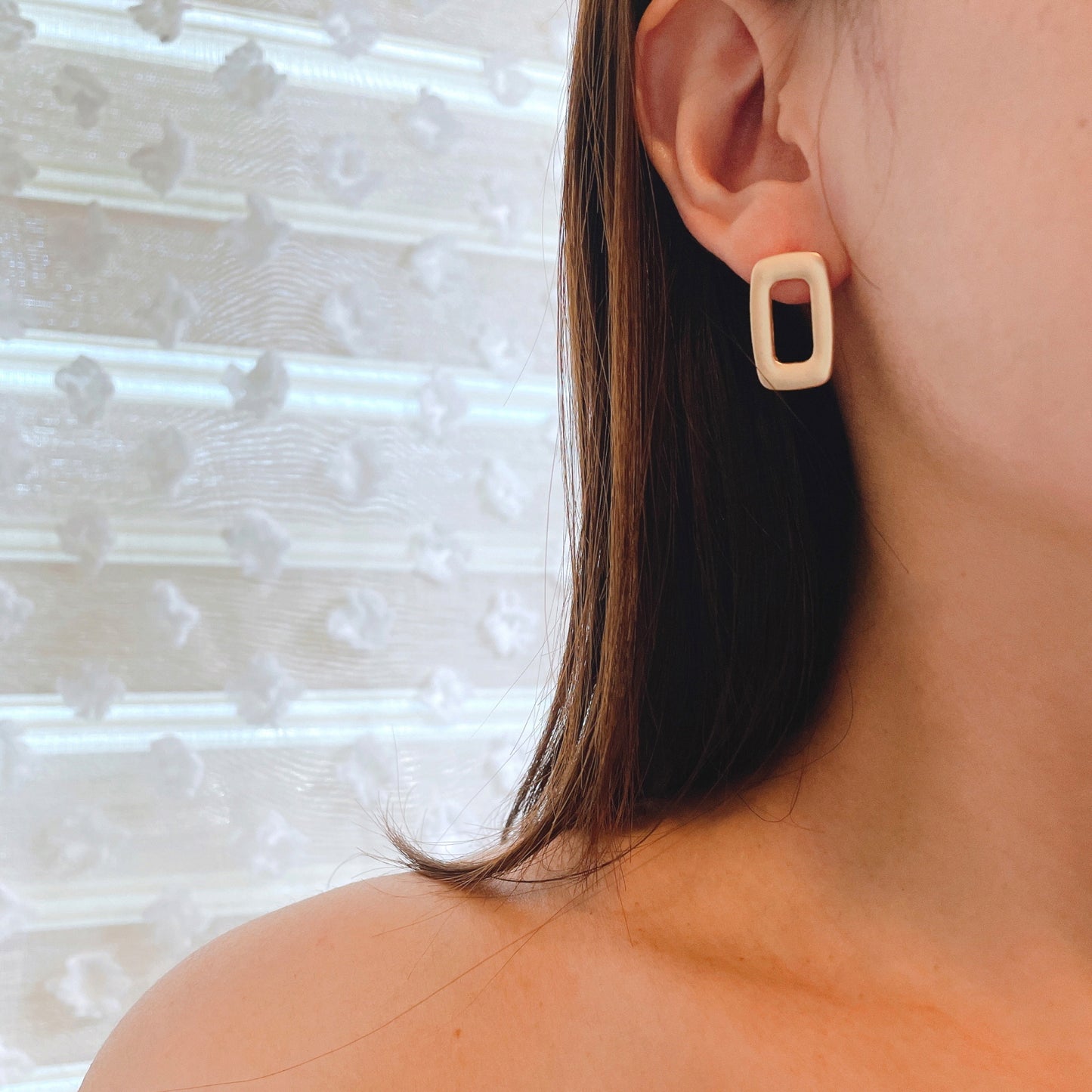925 Sterling Silver Post Geometric Matte Gold Plated Earrings