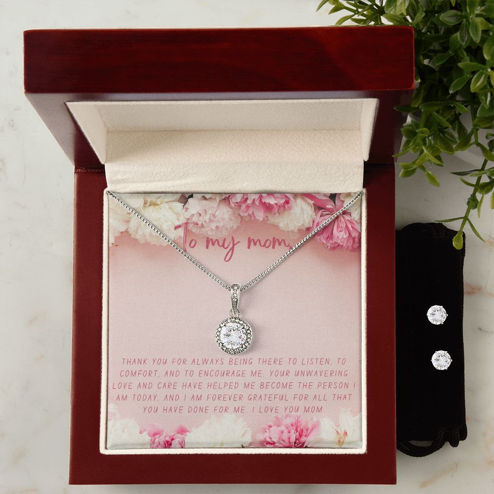 14k White Gold Necklace Earring Set for Mom Mother's Day Gift