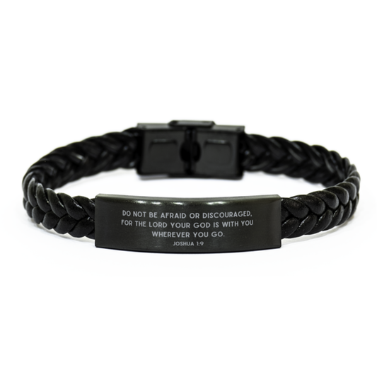Joshua 1:9 Bible Message Engraved Bracelet for Christian Faithful Religious Unique Gift