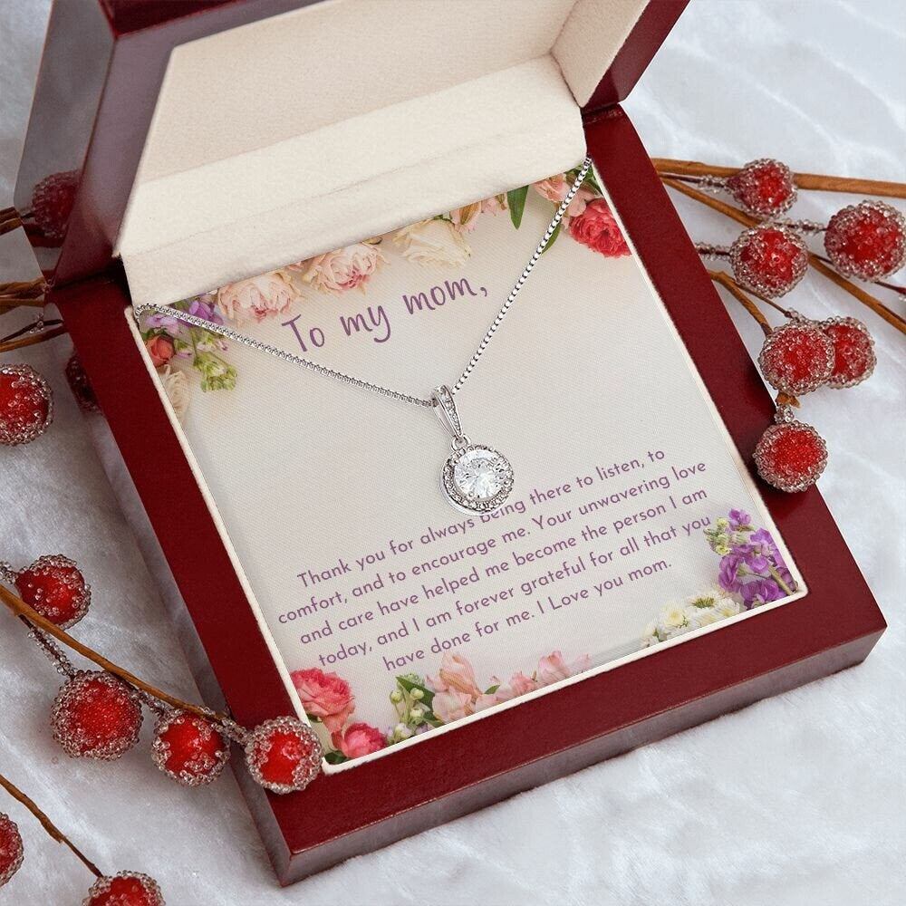 14K White Gold Plated Stainless Steel Necklace for Mom Mother's Day Gift