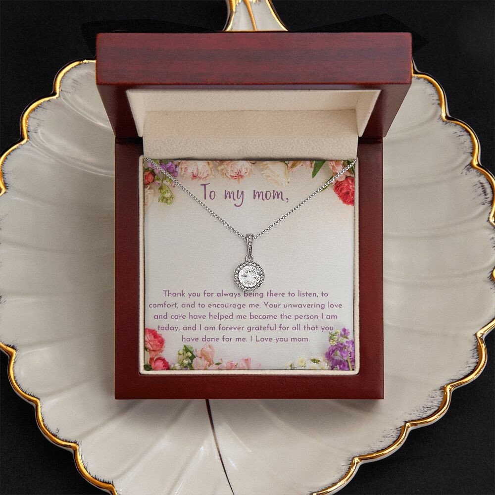 14K White Gold Plated Stainless Steel Necklace for Mom Mother's Day Gift