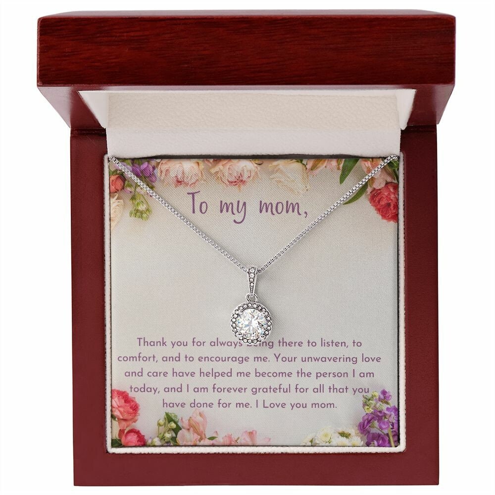 14K White Gold Plated Stainless Steel Necklace for Mom Mother's Day Gift