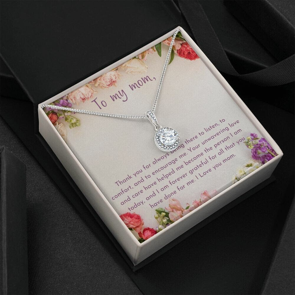 14K White Gold Plated Stainless Steel Necklace for Mom Mother's Day Gift