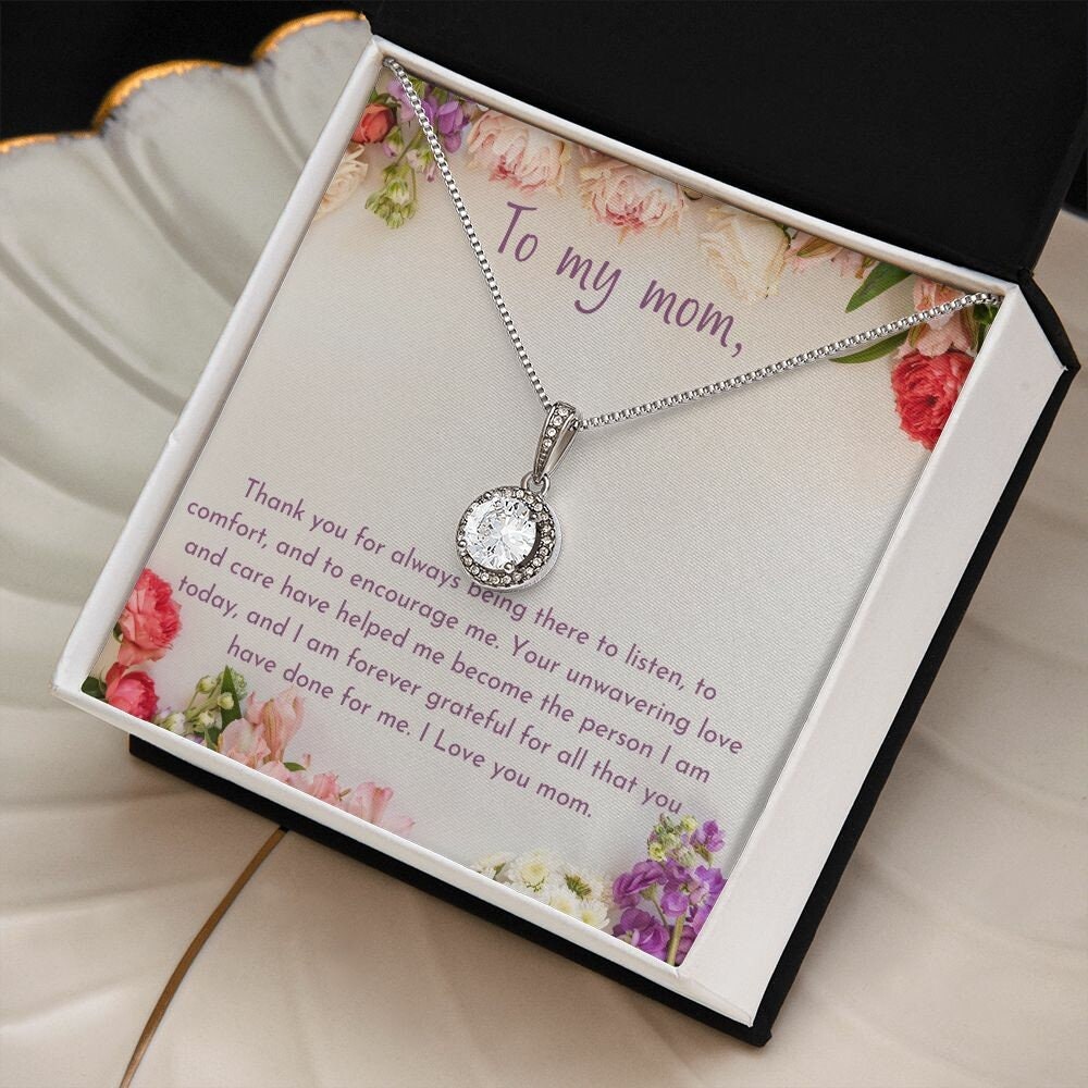 14K White Gold Plated Stainless Steel Necklace for Mom Mother's Day Gift