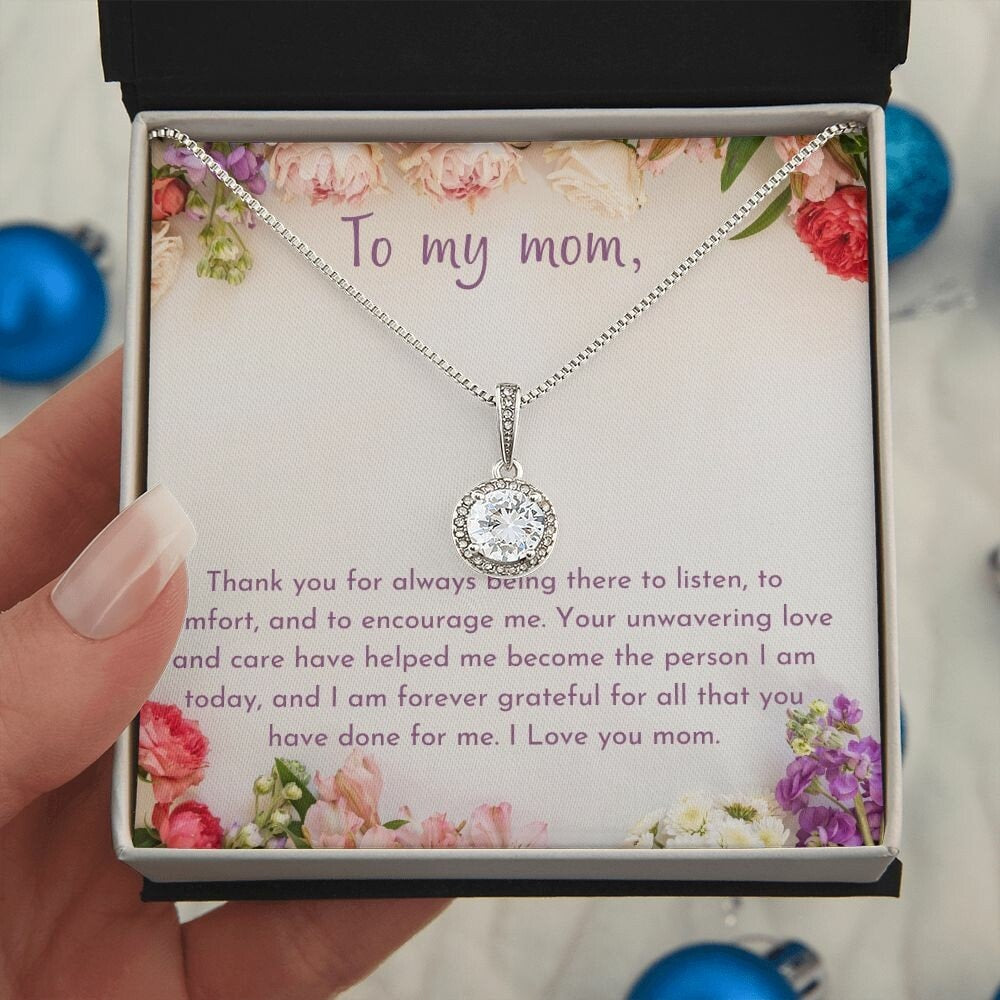 14K White Gold Plated Stainless Steel Necklace for Mom Mother's Day Gift