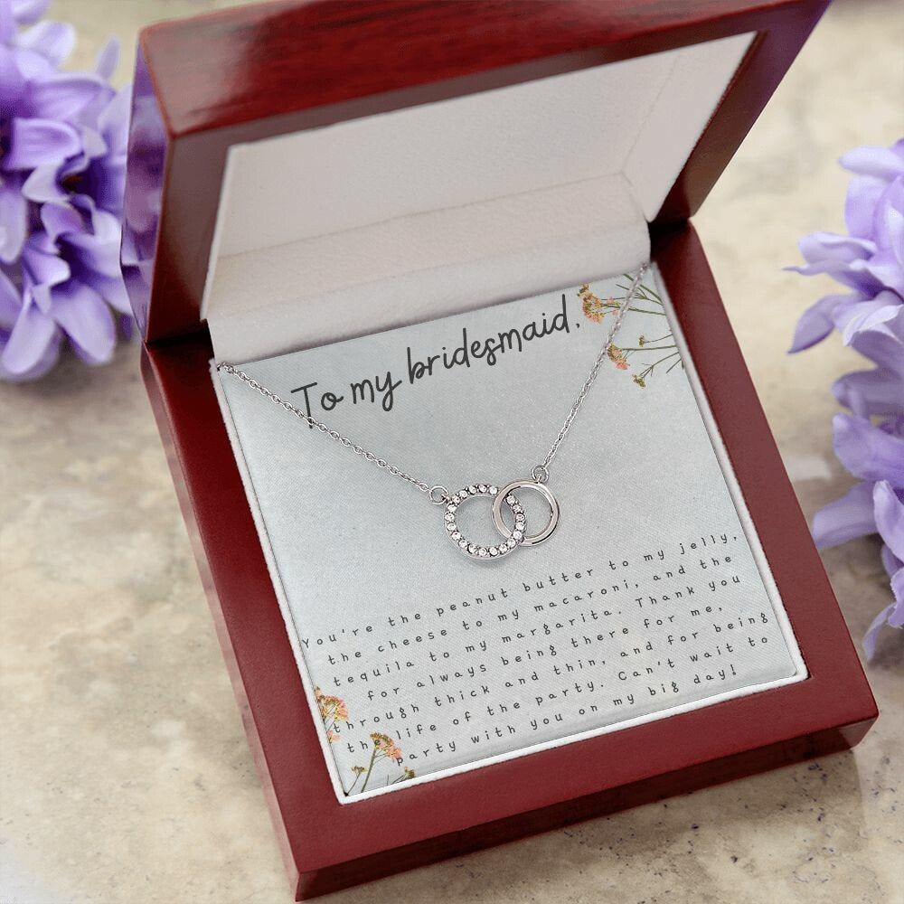 To My Bridesmaid Messaging Card Gift for Bridesmaid Bridal Shower Bachelorette Party 14k White Gold Plated Stainless Steel Necklace