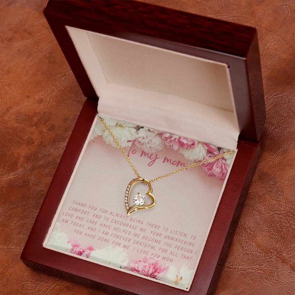 14k 18k Gold Heart Necklace for Mom Mother's Day Gift