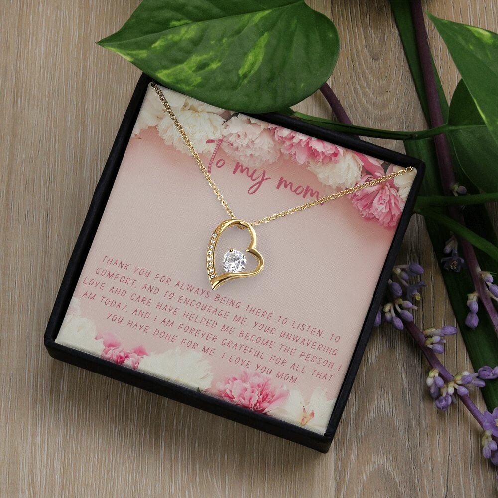14k 18k Gold Heart Necklace for Mom Mother's Day Gift