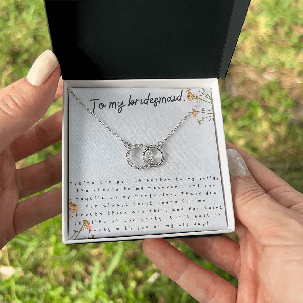 To My Bridesmaid Messaging Card Gift for Bridesmaid Bridal Shower Bachelorette Party 14k White Gold Plated Stainless Steel Necklace